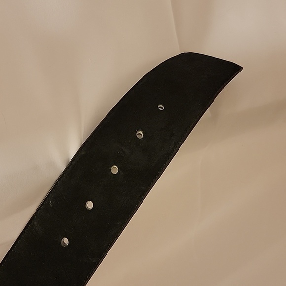 Vintage Wide Tracy Maxwell Black Gen Pig Suede Belt Gold Tone Buckle GUC Large - Picture 5 of 16